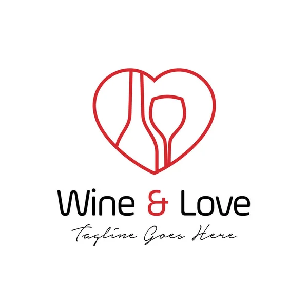 Vino Amor Logotipo Diseño Plantilla Que Consiste Una Copa Vino — Vector de stock