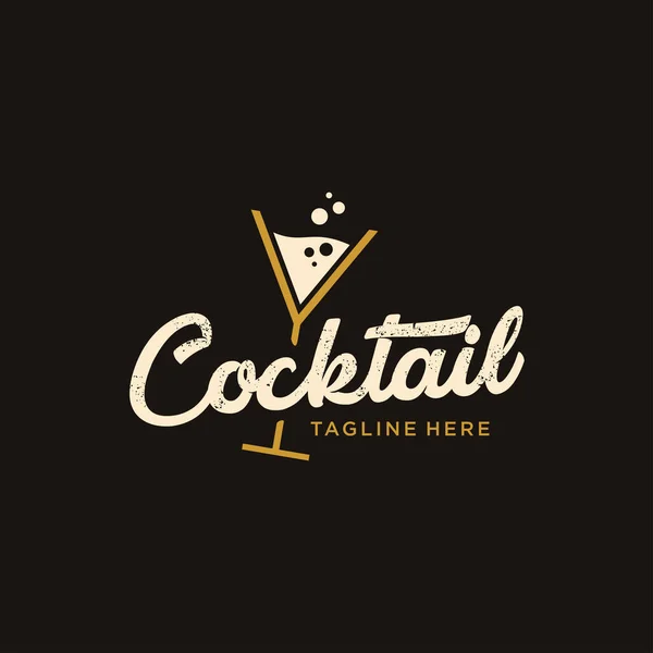 Vintage Cocktail Logo Design Vector Icono Bebida Alcohólica Plantilla Diseño — Vector de stock