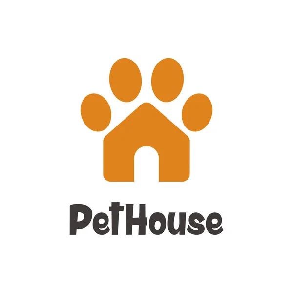 Pet House Logotyp Med Tass Ikon Koncept Design Illustration Djuraffär — Stock vektor