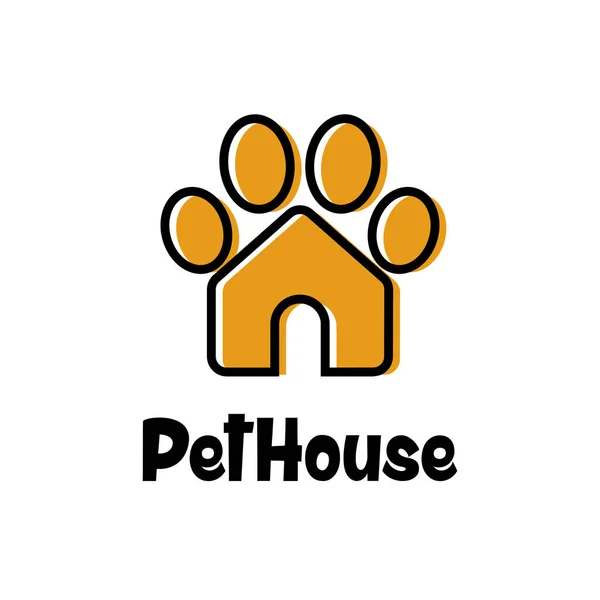 Pet House Logotyp Med Tass Ikon Koncept Design Illustration Djuraffär — Stock vektor