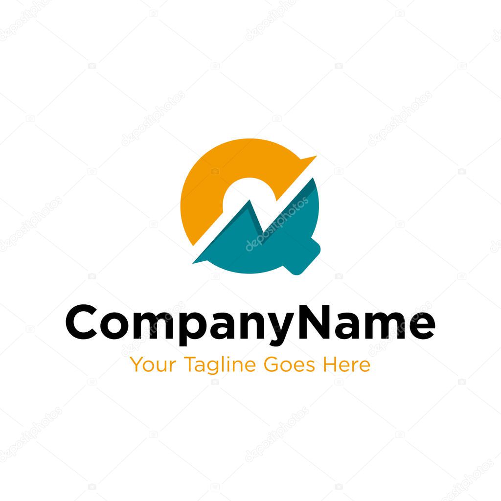 Letter Q trade marketing logo design vector. initial Q and chart diagram graphic concept. company, corporate, business, finance symbol icon