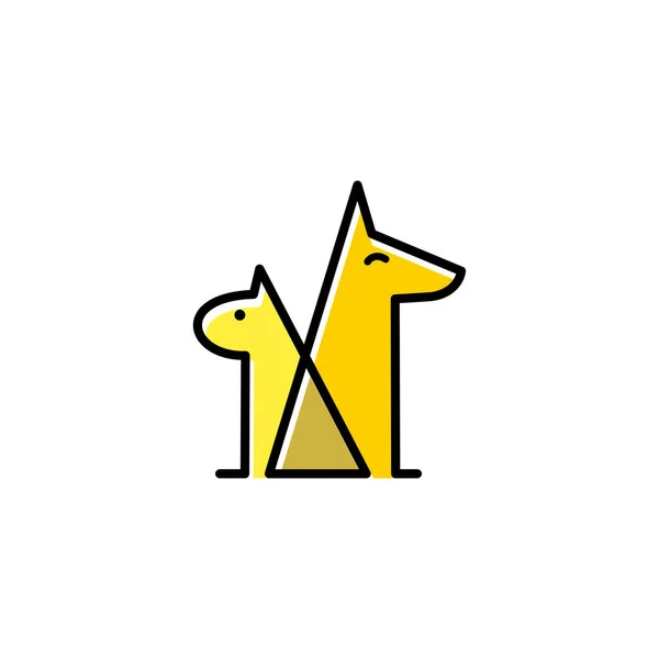 Απλή Γραμμή Τέχνη Μονοολίνη Περίγραμμα Γάτα Και Σκύλος Λογότυπο Σχεδιασμό — Διανυσματικό Αρχείο