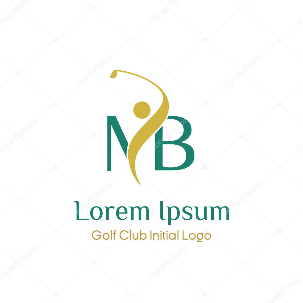 initial MB golf with golfer icon vector logo design illustration. letter MB symbol icon