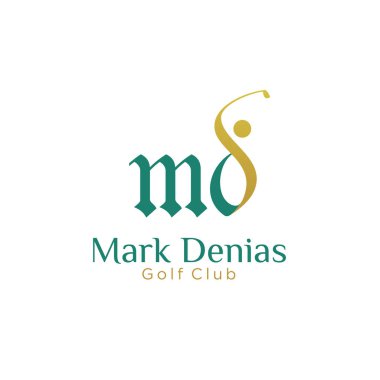Golfçü simgesi logo tasarımlı ilk MD golfü, harf MD konsepti
