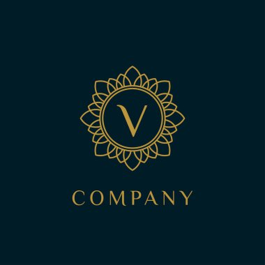 Lüks monogram V logoti. Birinci sınıf marka ikonu. Zarif alfabe / ilk çerçeve tasarım vektörü. Güzellik endüstrisi, kozmetik, kuaför, butik, spa, şirket, şirket vs. için kullanılabilir. 