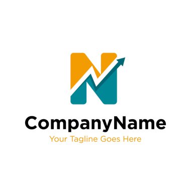 N harfi ticari pazarlama logosu tasarım vektörü. İlk N ve grafik diyagramı grafik konsepti. şirket, şirket, iş, finans sembolü simgesi