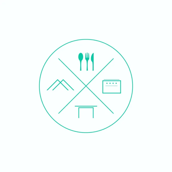 Linha Simples Arte Catering Logotipo Design Vetor Inspiração Consistindo Círculo —  Vetores de Stock