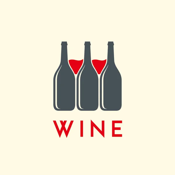 Logo Vino Botella Vino Copa Vino Espacio Negativo Logo Diseño — Vector de stock