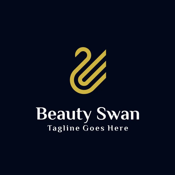 Luxo Simples Logotipo Cisne Dourado Com Ilustração Design Conceito Arte — Vetor de Stock