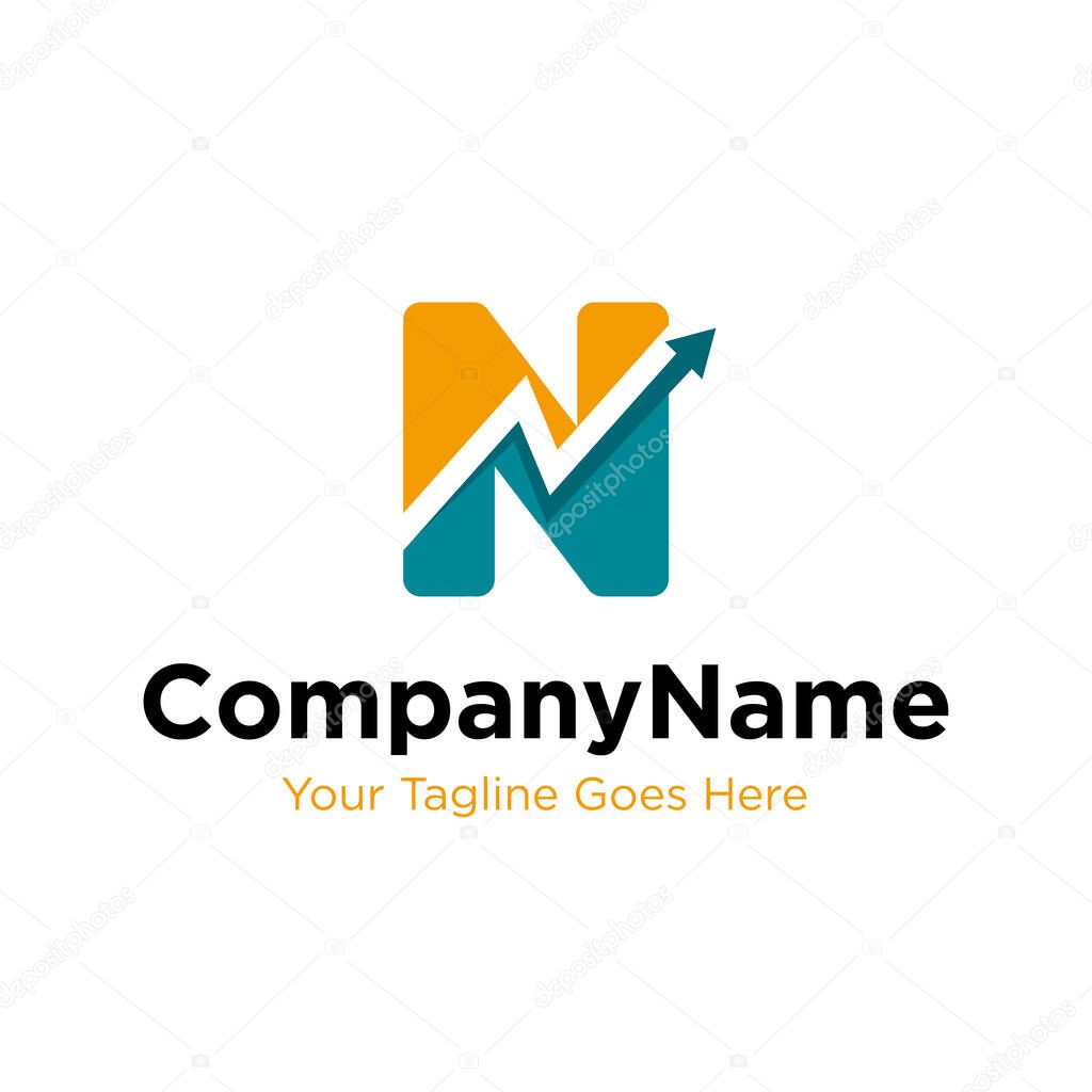 Letter N trade marketing logo design vector. initial N and chart diagram graphic concept. company, corporate, business, finance symbol icon