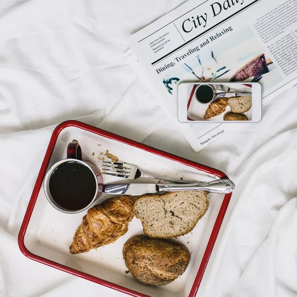 Morning Coffee with Newspaper — Stock Photo, Image