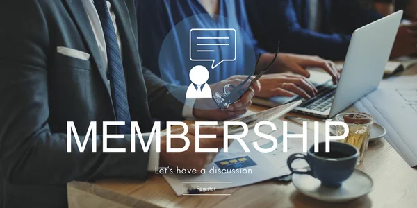 Gente de negocios en reunión con el concepto de membresía —  Fotos de Stock