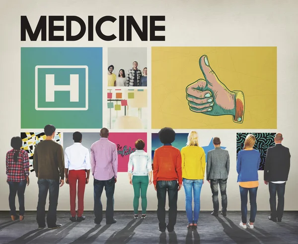 Diversity People And Looking at Medicine Concept — ストック写真