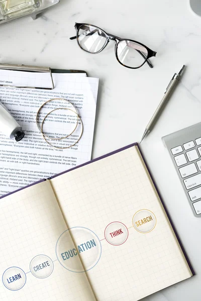 Documents and diary on table — Stock Photo, Image