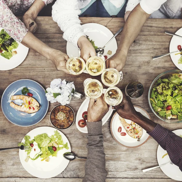 Friends have dinner together