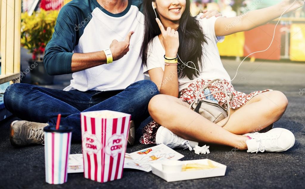 couple making selfie