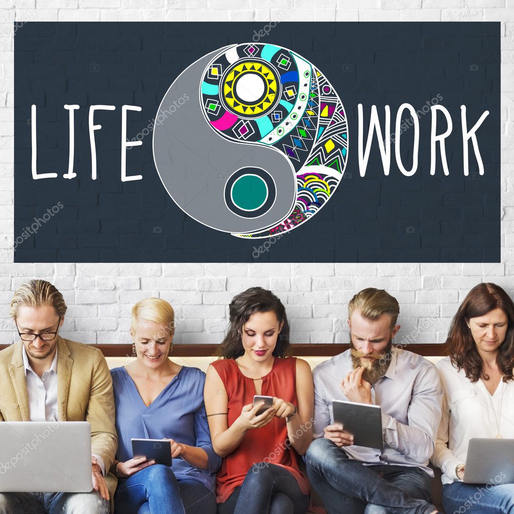 people sit with devices and Life Work