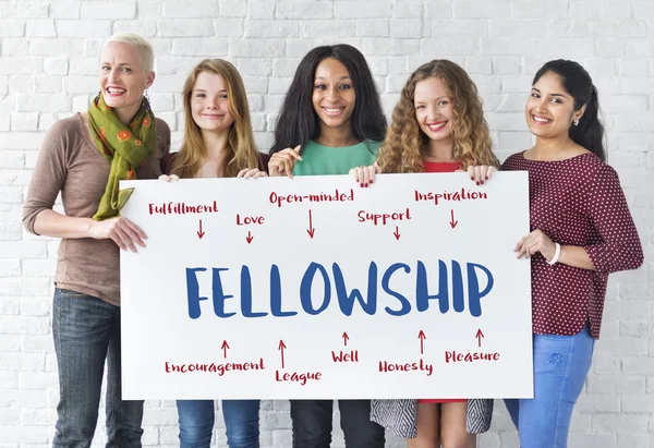 Diversiteit vrouwen houdt plakkaat — Stockfoto