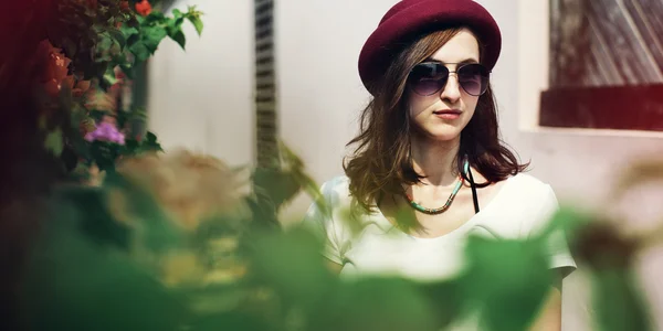 Beautiful woman in hat — Stock Photo, Image