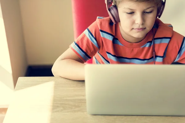 Kid Boy with Headphones — Stock Photo, Image