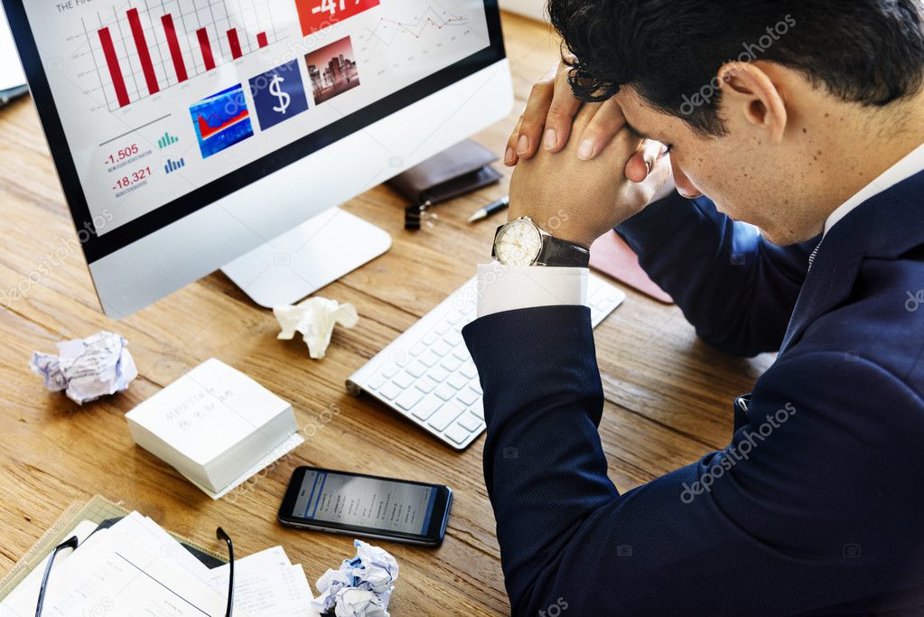 Businessman having Stress at work