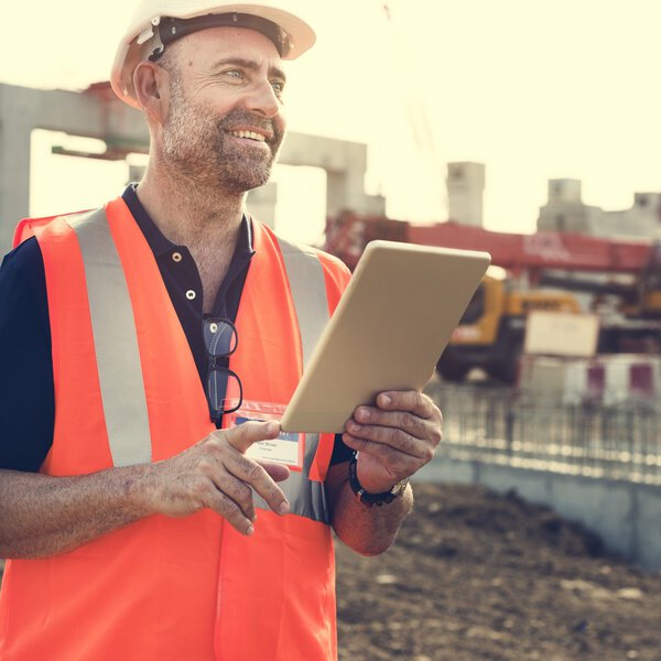 Construction Worker with architecture Plan
