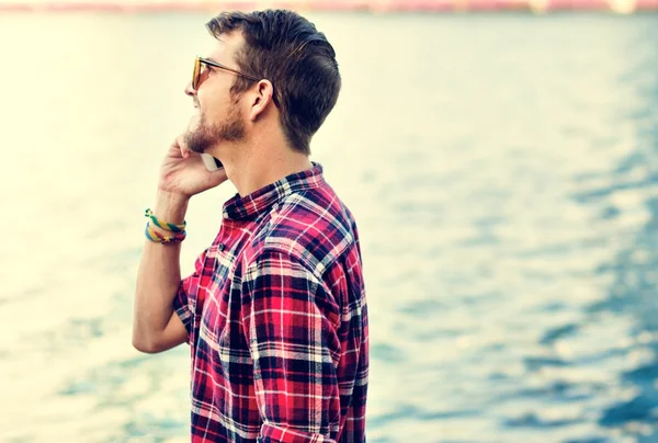 Young Man Talking on Smartphone — Stock Photo, Image