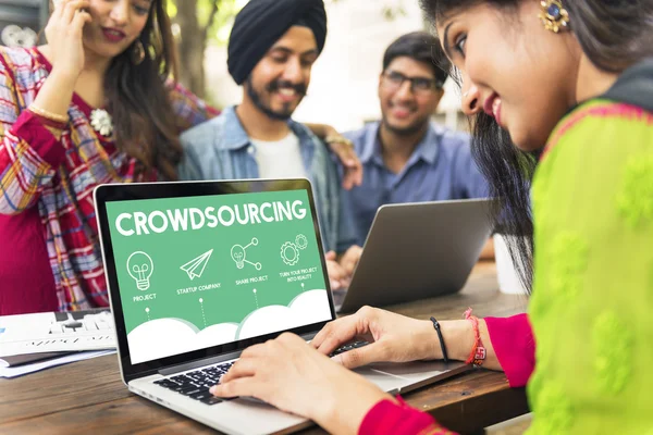 Indian students studying Outdoors — Stock Photo, Image