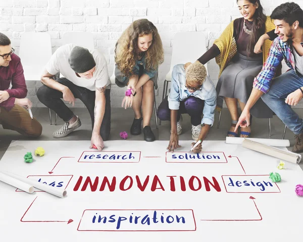 People drawing banner on floor — Stock Photo, Image