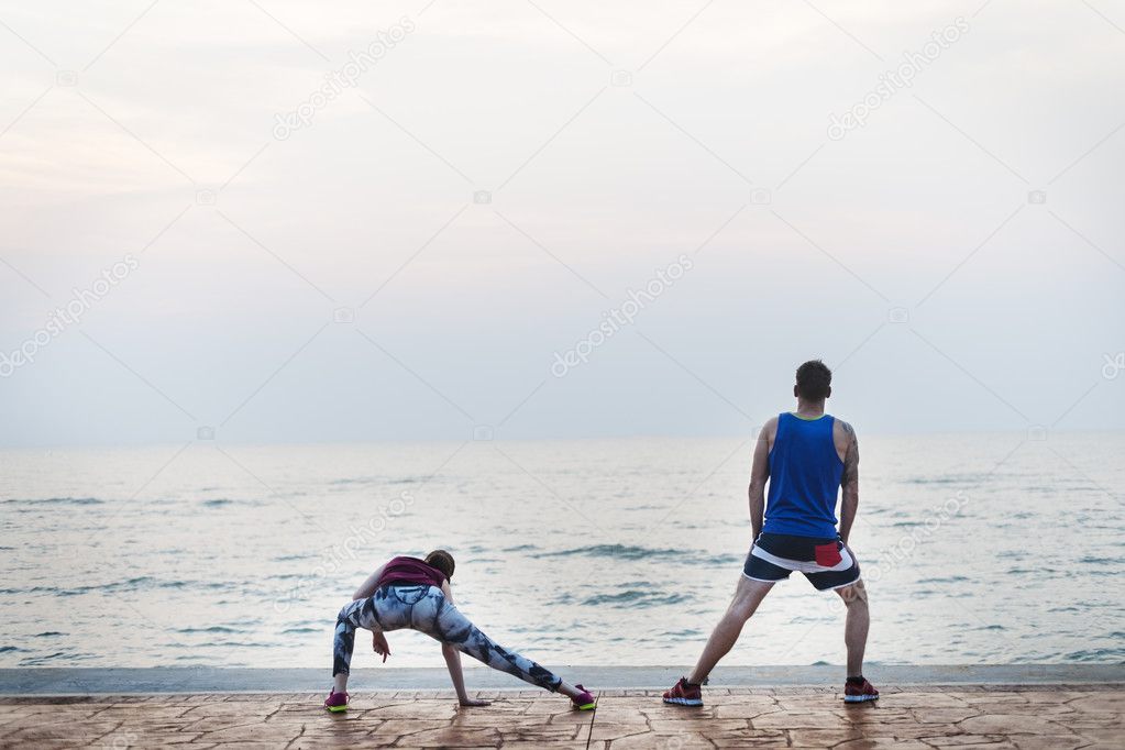 couple doing Stretching Exercise 