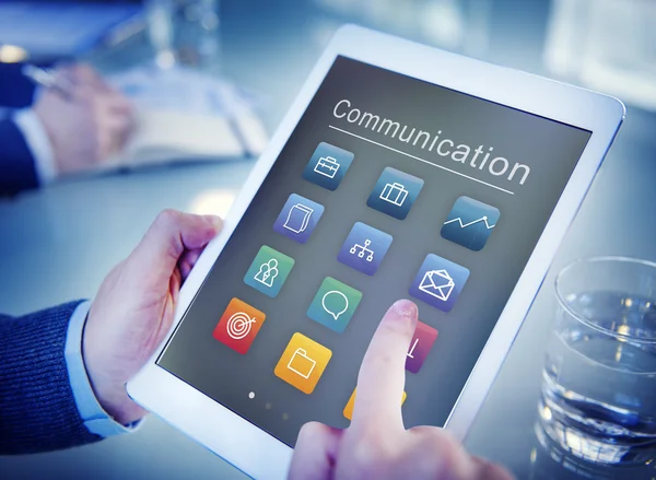 Person holding digital tablet in hands — Stock Photo, Image