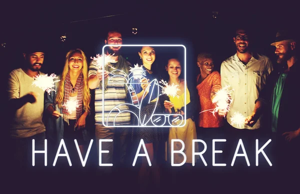 Group of Friends at night party — Stock Photo, Image