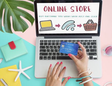 Online alış-veriş yaz konsepti