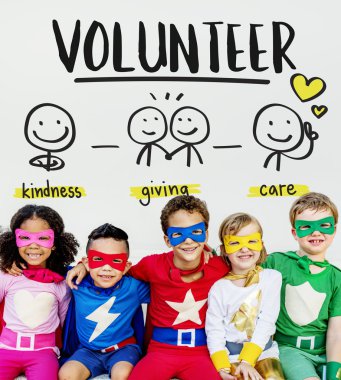 Süper kahraman çocuklar birlikte eğlenin