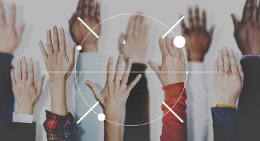 çok renkli el kaldırdı