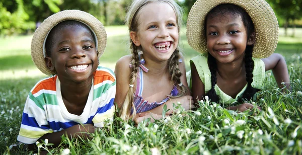 Multiethnic children outdoors — Stock Photo, Image