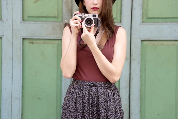 Photographer Woman Making photos — Stock Photo, Image