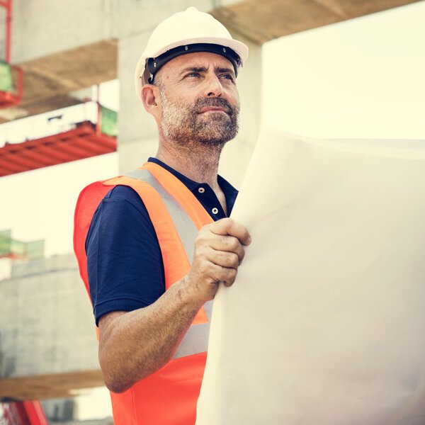 Construction Worker with architecture Plan