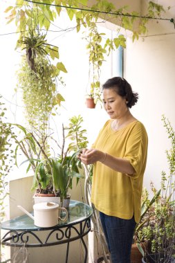 Asyalı kadın ev Bahçe