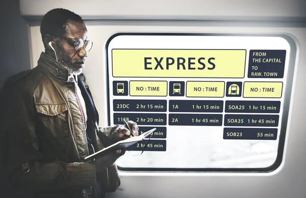 Empresario viajando en tren — Foto de Stock