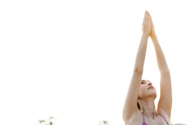 Kvinnan gör yoga meditation — Stockfoto