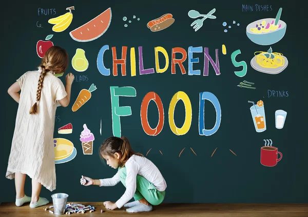 Girls drawing on Blackboard — Stock Image Girls drawing on Blackboard Stock Photo