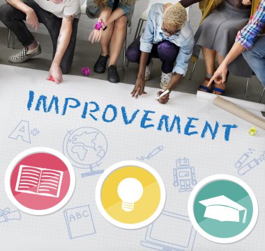 Kattaki insanlar çizim afiş