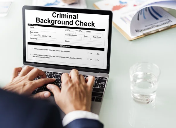 Businessman typing on laptop keyboard — Stock Photo, Image