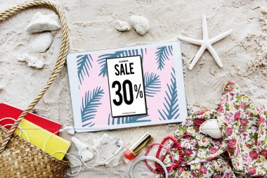 Sahilde dijital tablet 