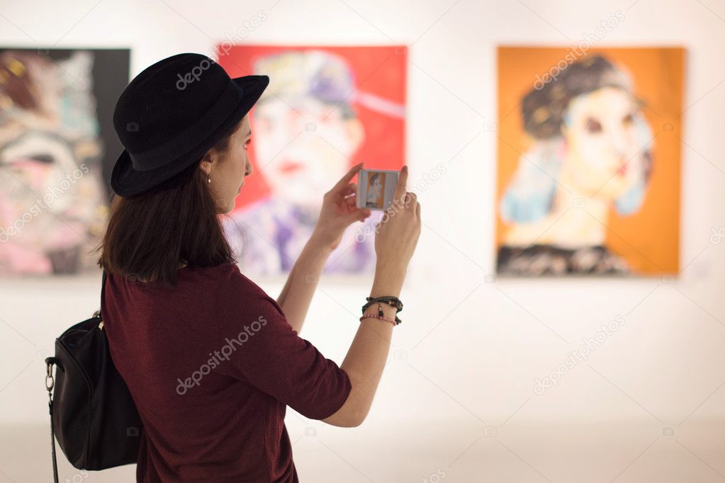 Woman Visiting Art Gallery