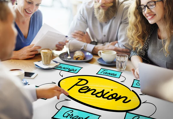 People discussing about Pension — Stock Photo, Image