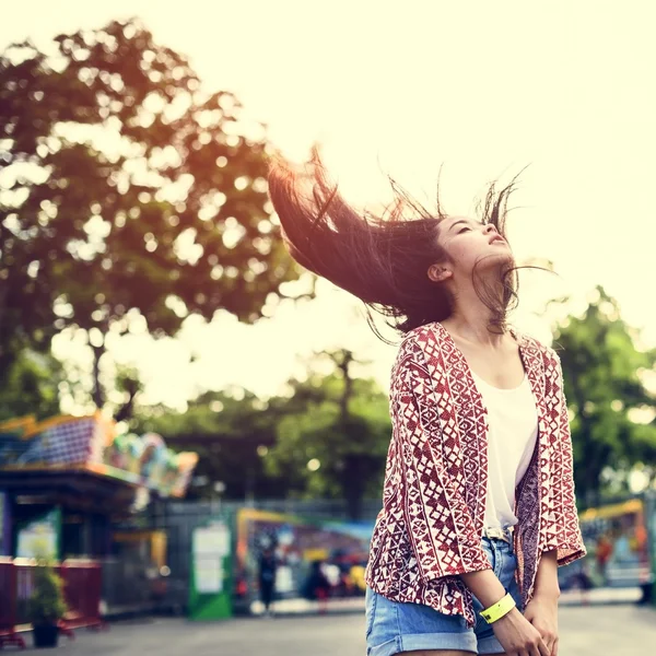 Beautiful Asian girl with long hair — Stock Photo, Image