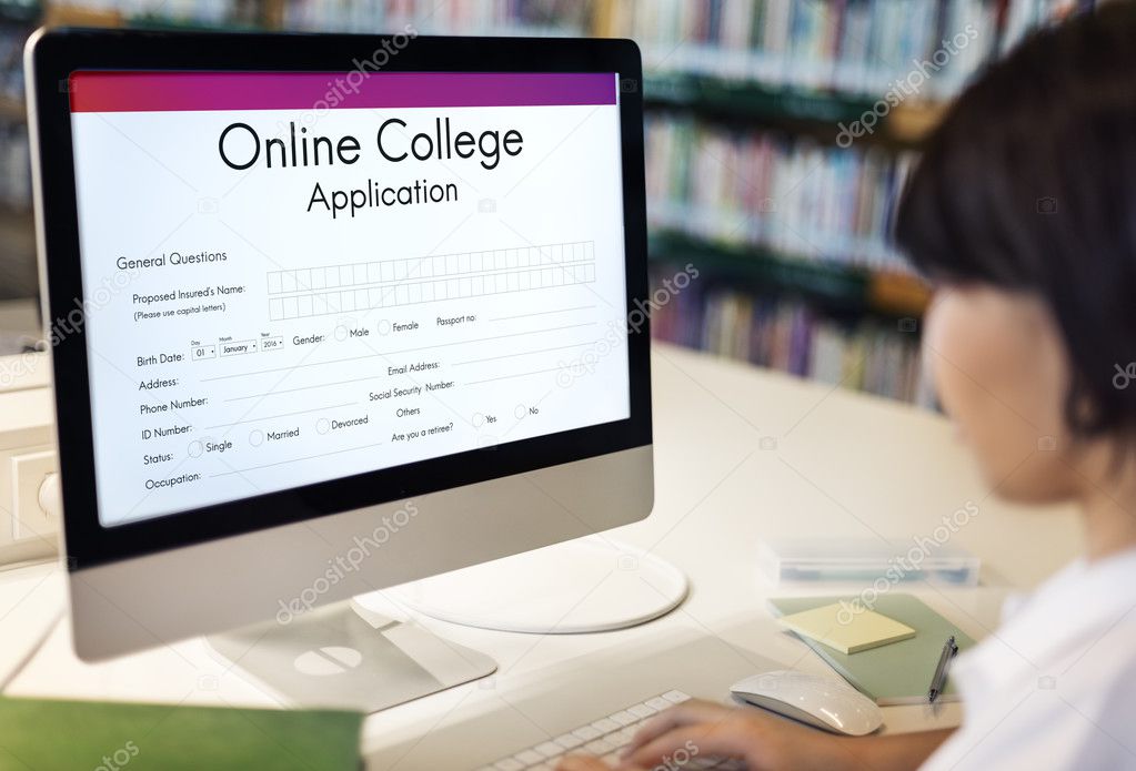 student girl working with computer