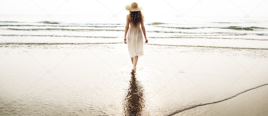 beautiful woman in summer hat